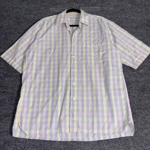 Maus & Hoffman Men's L Pastel Plaid Check 100% Cotton‎ Shirt Made in Italy